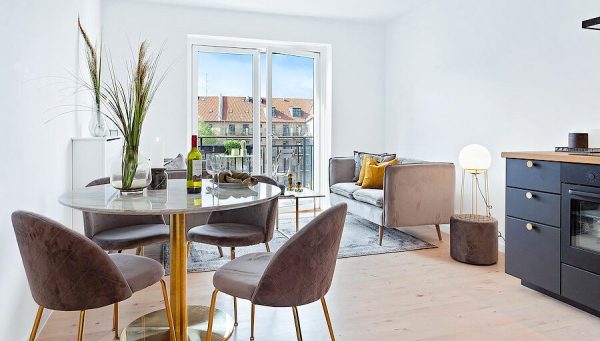 Geneve Dining Chair - Chair in grey velvet with legs in brass look (set of 2) - Afbeelding 2