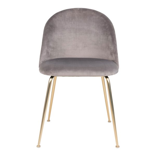 Geneve Dining Chair - Chair in grey velvet with legs in brass look (set of 2) - Afbeelding 3