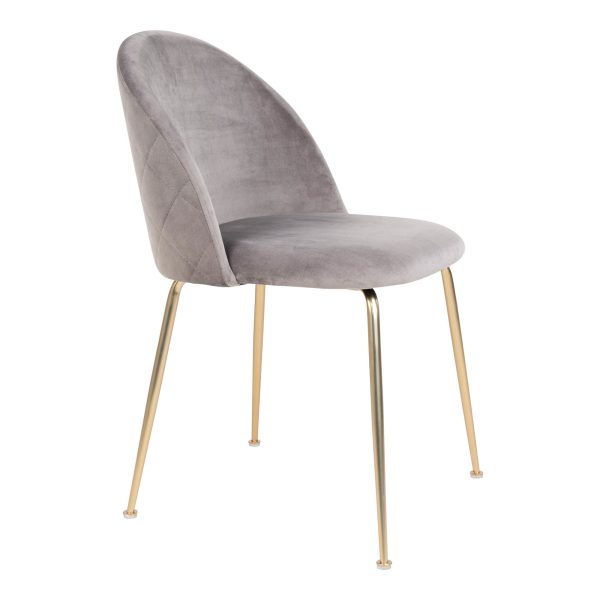 Geneve Dining Chair - Chair in grey velvet with legs in brass look (set of 2) - Afbeelding 4