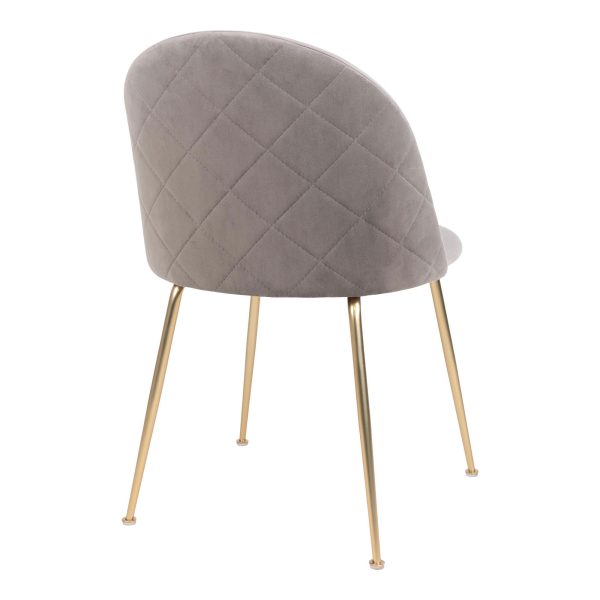 Geneve Dining Chair - Chair in grey velvet with legs in brass look (set of 2) - Afbeelding 5