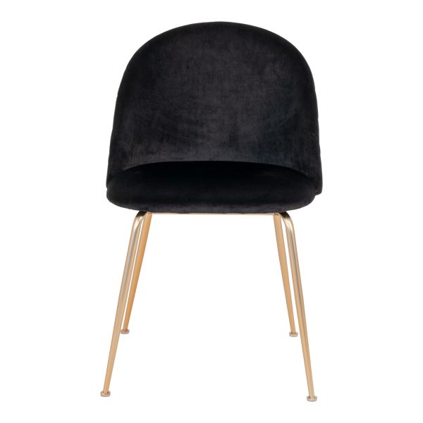Geneve Dining Chair - Chair in black velvet with legs in brass look (set of 2) - Afbeelding 2