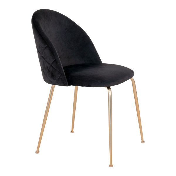 Geneve Dining Chair - Chair in black velvet with legs in brass look (set of 2) - Afbeelding 3