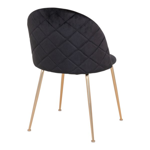 Geneve Dining Chair - Chair in black velvet with legs in brass look (set of 2) - Afbeelding 4