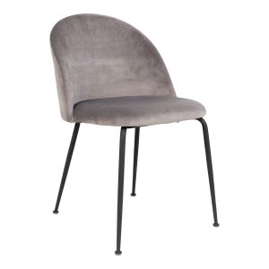 Geneve Dining Chair - Chair in grey velvet with black legs (set of 2)