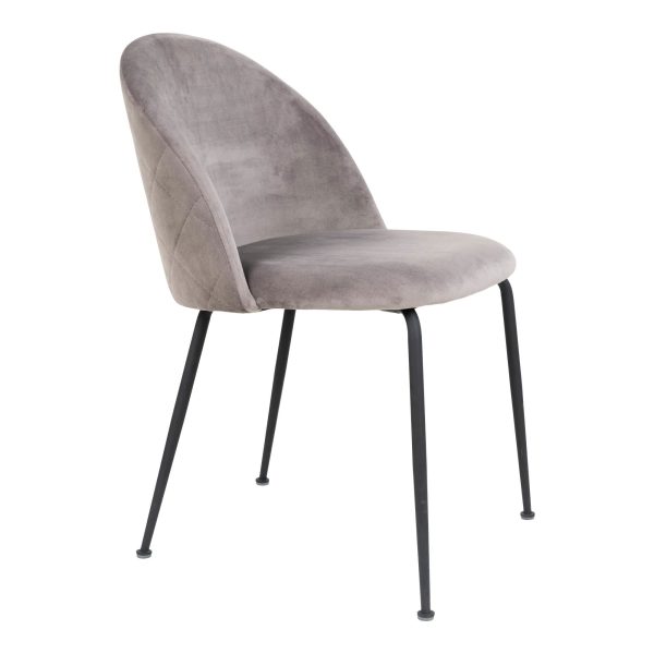 Geneve Dining Chair - Chair in grey velvet with black legs (set of 2) - Afbeelding 4