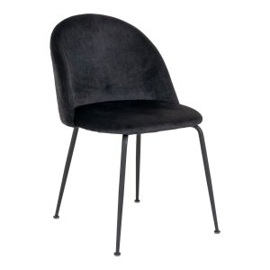 Geneve Dining Chair - Chair in black velvet with black legs (set of 2)