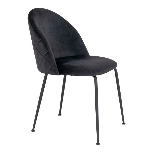 Geneve Dining Chair - Chair in black velvet with black legs (set of 2) - Afbeelding 3