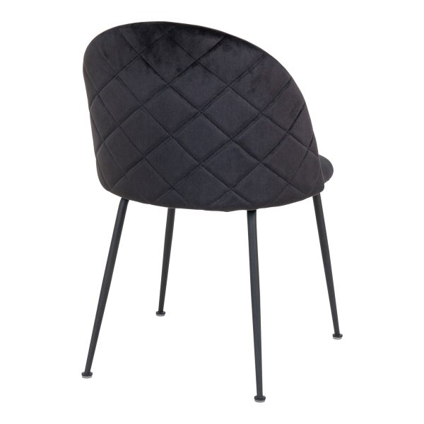 Geneve Dining Chair - Chair in black velvet with black legs (set of 2) - Afbeelding 4