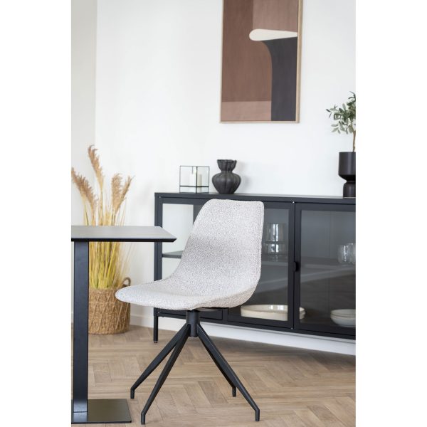 Dining chair with swivel, bouclé, sand with black legs, HN1267 (set of 2) - Afbeelding 2