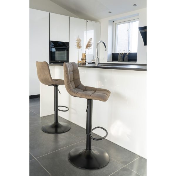 Middelfart Bar Chair - Bar chair in light brown with black legs (set of 2) - Afbeelding 2