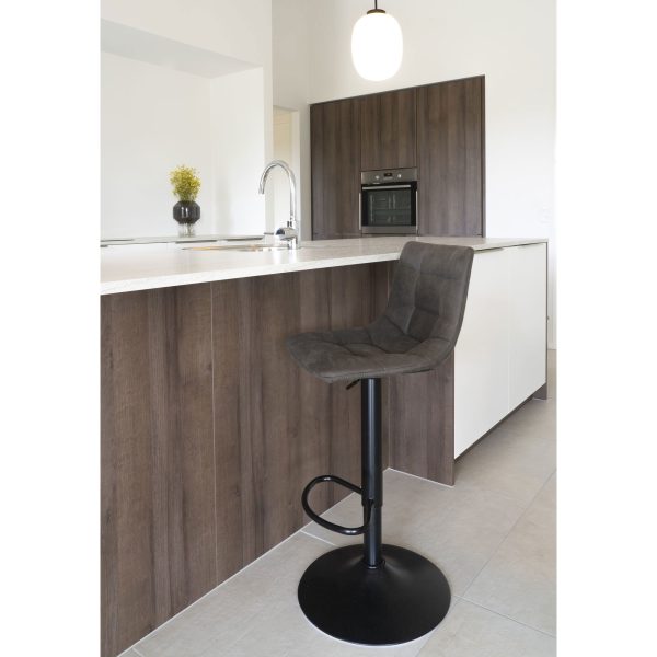 Middelfart Bar Chair - Bar chair in dark grey with black legs (set of 2) - Afbeelding 2