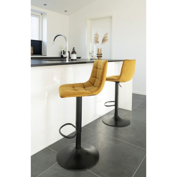 Middelfart Bar Chair - Bar chair in mustard yellow with black legs (set of 2) - Afbeelding 2