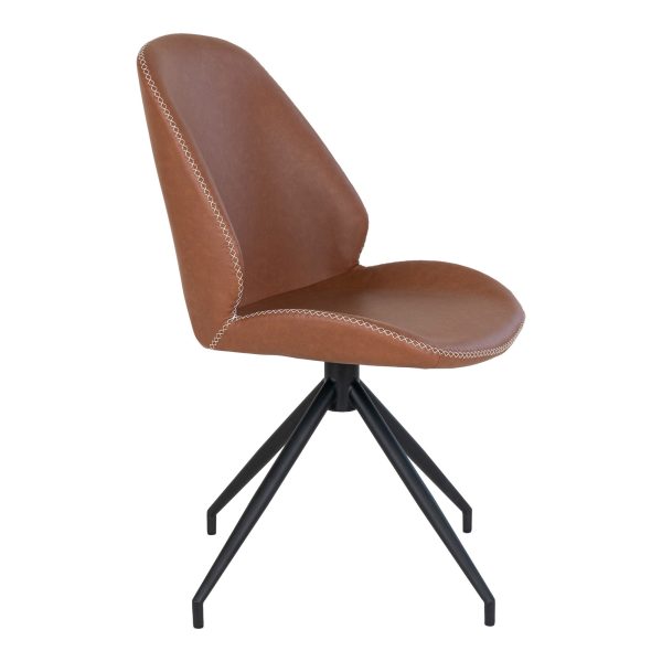 Monte Carlo Dining Chair with Swivel - Dining Chair in PU with Swivel, vintage brown with black legs (set of 2) - Afbeelding 4