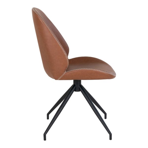 Monte Carlo Dining Chair with Swivel - Dining Chair in PU with Swivel, vintage brown with black legs (set of 2) - Afbeelding 5