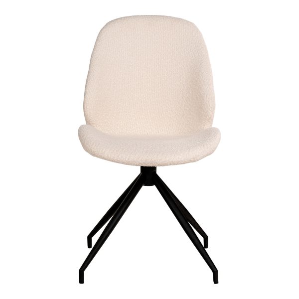 Monte Carlo Dining Chair - Dining Chair in bouclé with swivel base, white with black legs, HN1232 (set of 2) - Afbeelding 2