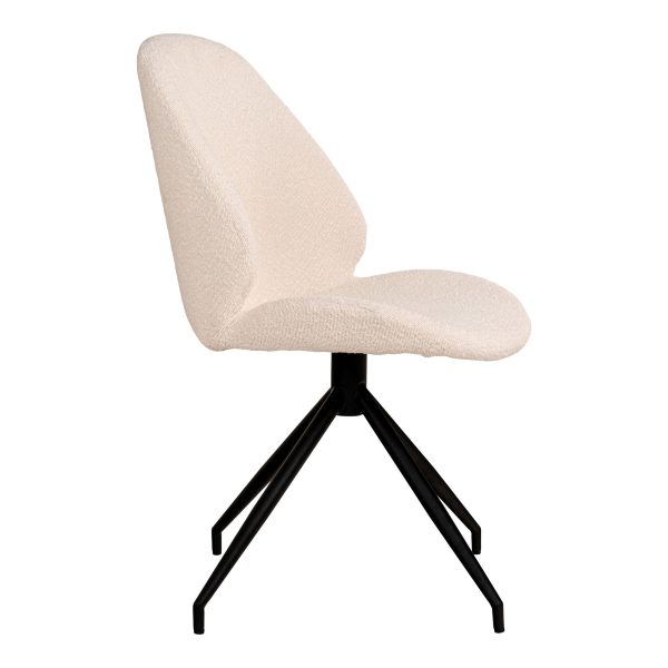Monte Carlo Dining Chair - Dining Chair in bouclé with swivel base, white with black legs, HN1232 (set of 2) - Afbeelding 3