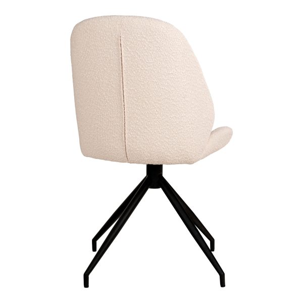 Monte Carlo Dining Chair - Dining Chair in bouclé with swivel base, white with black legs, HN1232 (set of 2) - Afbeelding 4