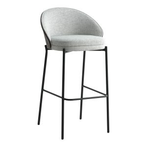 Canelas Bar Chair - Bar Chair, light grey with dark brown back and black legs (set of 2)