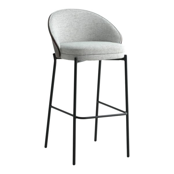 Canelas Bar Chair - Bar Chair, light grey with dark brown back and black legs (set of 2)