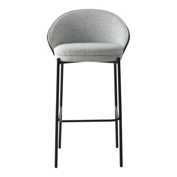 Canelas Bar Chair - Bar Chair, light grey with dark brown back and black legs (set of 2) - Afbeelding 2