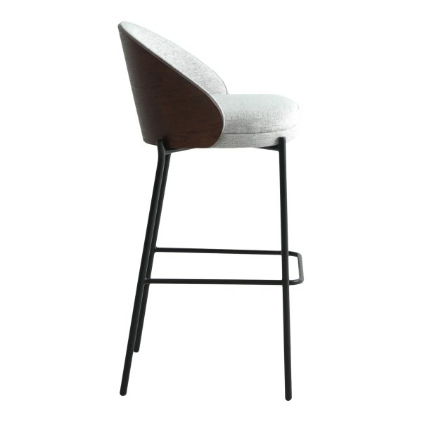 Canelas Bar Chair - Bar Chair, light grey with dark brown back and black legs (set of 2) - Afbeelding 3