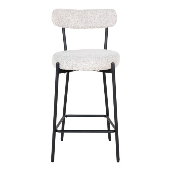 Badalona Counter Chair - Bar Stool, white bouclé with black legs, HN1270 - Afbeelding 2