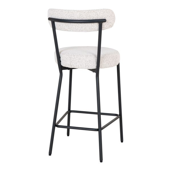 Badalona Counter Chair - Bar Stool, white bouclé with black legs, HN1270 - Afbeelding 4