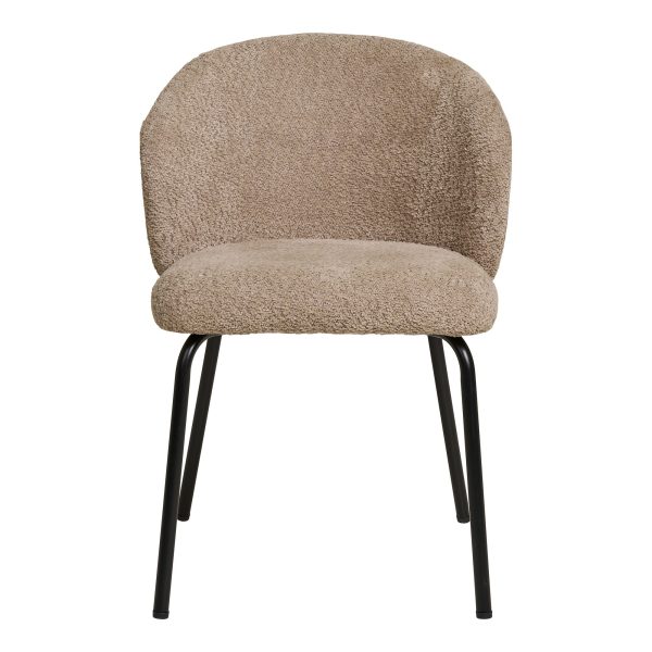 Dining chair, beige bouclé with black legs, HN1266 (set of 2) - Afbeelding 2