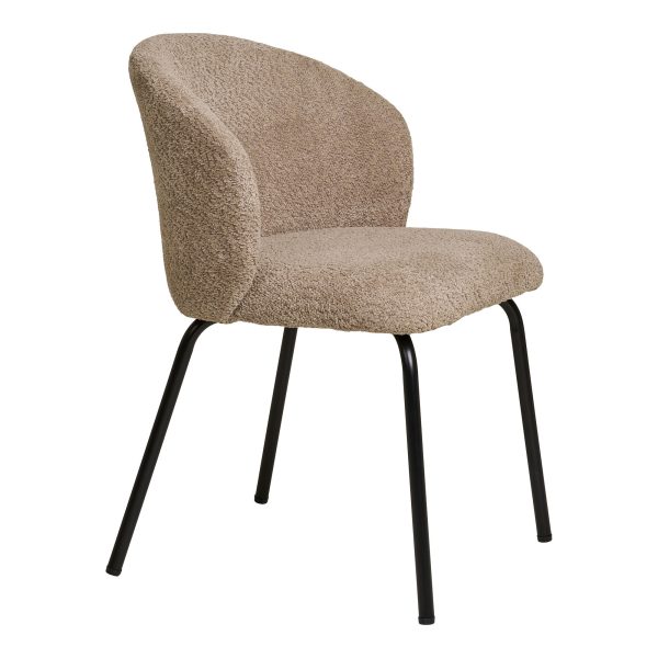 Dining chair, beige bouclé with black legs, HN1266 (set of 2) - Afbeelding 3
