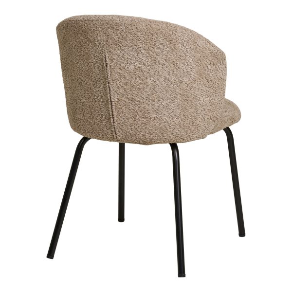 Dining chair, beige bouclé with black legs, HN1266 (set of 2) - Afbeelding 4