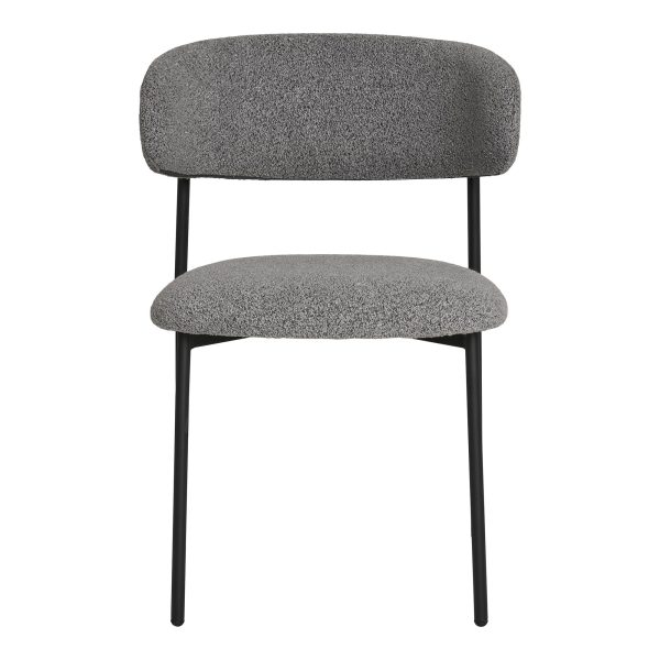 Dining chair, bouclé, light grey with black legs, HN1268 (set of 2) - Afbeelding 2