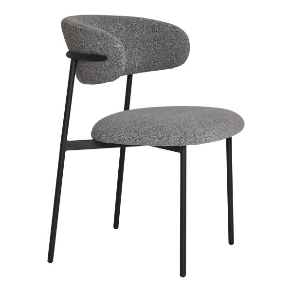 Dining chair, bouclé, light grey with black legs, HN1268 (set of 2) - Afbeelding 3