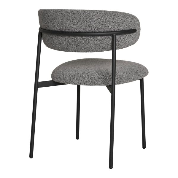 Dining chair, bouclé, light grey with black legs, HN1268 (set of 2) - Afbeelding 4