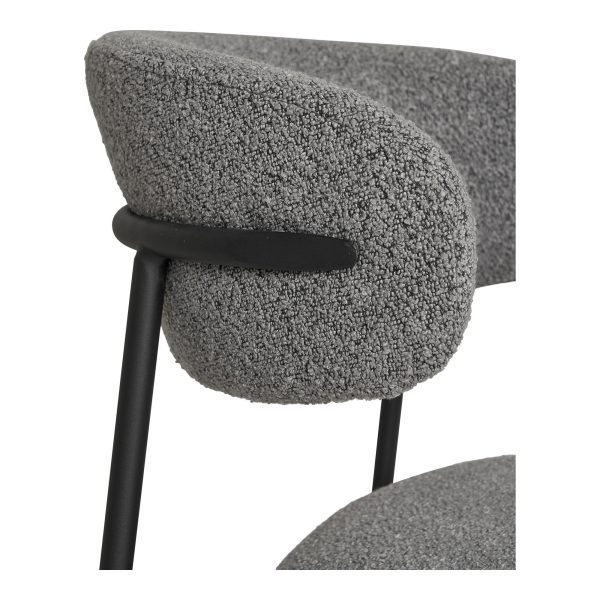 Dining chair, bouclé, light grey with black legs, HN1268 (set of 2) - Afbeelding 5