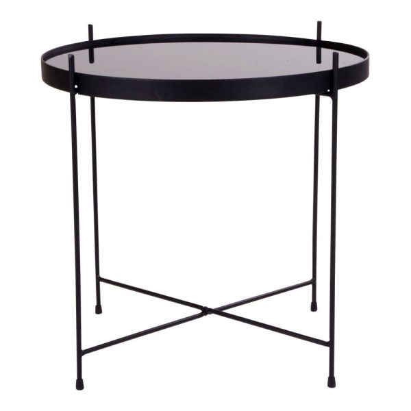 Venezia Coffee Table - Coffee table black powder coated steel with glass Ã¸48xh48cm - Afbeelding 3