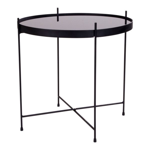 Venezia Coffee Table - Coffee table black powder coated steel with glass Ã¸48xh48cm - Afbeelding 4