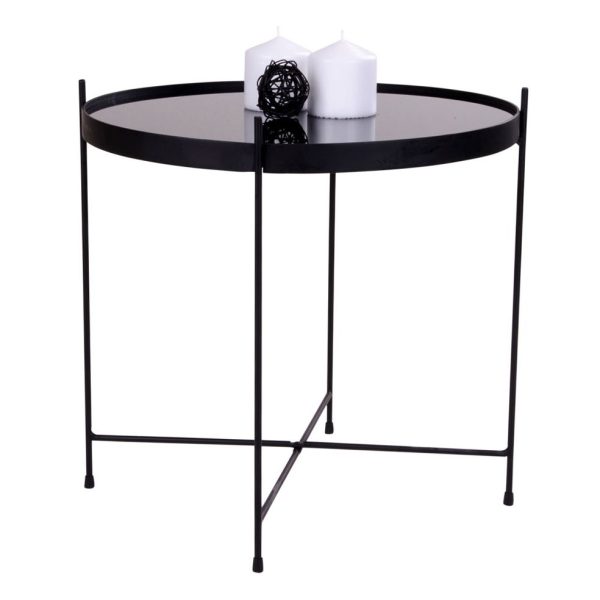Venezia Coffee Table - Coffee table black powder coated steel with glass Ã¸48xh48cm - Afbeelding 5