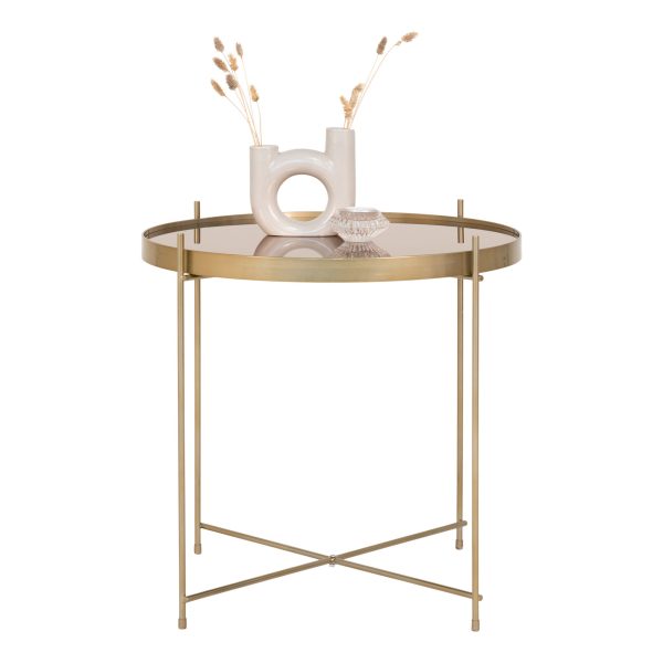 Venezia Coffee Table - Coffee table in brass colored steel with glass Ã¸48xh48cm - Afbeelding 3