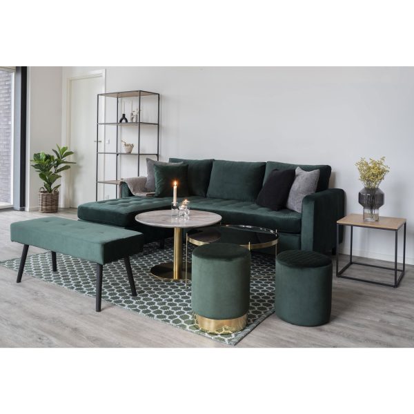 Bolzano Coffee Table - Coffee table with top in marble look and brass base Ã¸70x45cm - Afbeelding 2