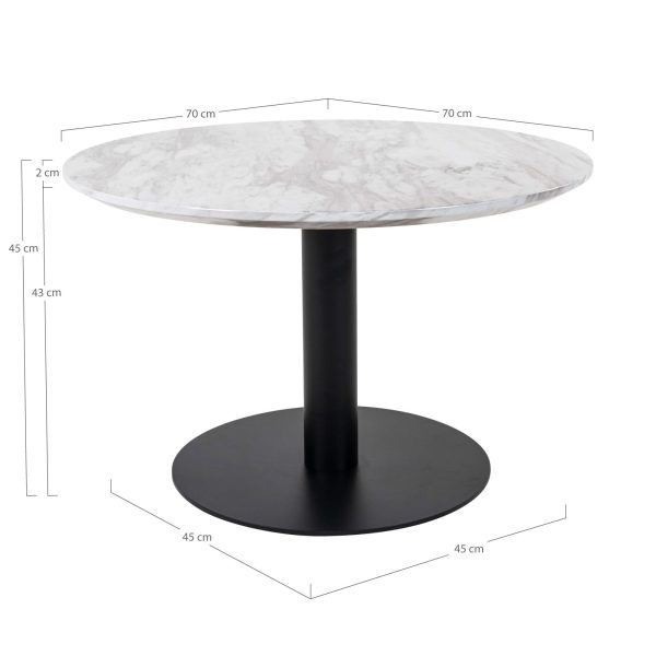 Bolzano Coffee Table - Coffee table with top in marble look and black base Ã¸70x45cm - Afbeelding 5