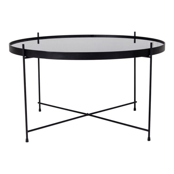 Venezia Coffee Table - Coffee table black powder coated steel with glass Ã¸70xh40cm - Afbeelding 3