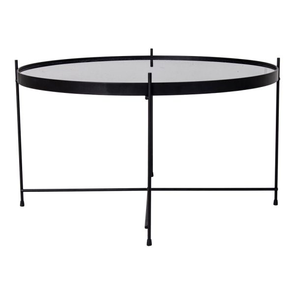Venezia Coffee Table - Coffee table black powder coated steel with glass Ã¸70xh40cm - Afbeelding 4