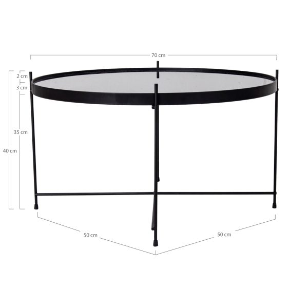 Venezia Coffee Table - Coffee table black powder coated steel with glass Ã¸70xh40cm - Afbeelding 5