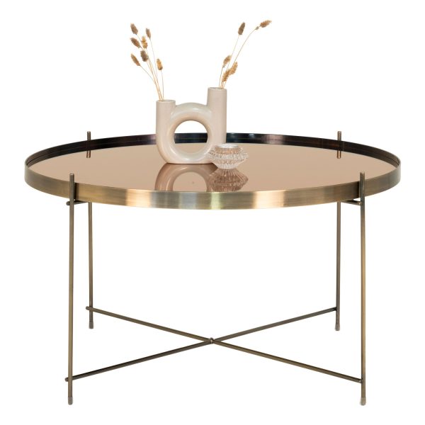 Venezia Coffee Table - Coffee table in brass colored steel with glass Ã¸70xh40cm - Afbeelding 3