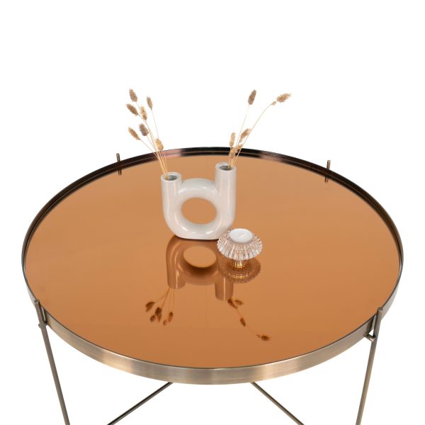 Venezia Coffee Table - Coffee table in brass colored steel with glass Ã¸70xh40cm - Afbeelding 4