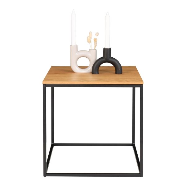 Vita Sidetable - Side table with black frame and oak look top 45x45x45 cm - Afbeelding 4