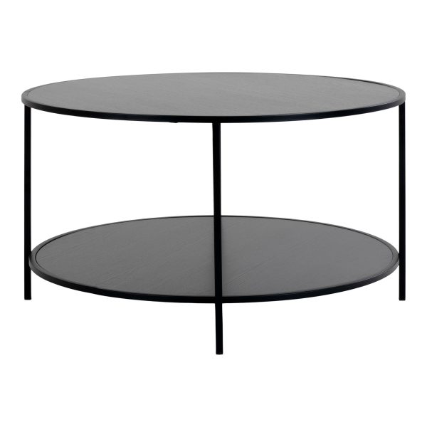 Vita Coffee Table - Round coffee table with black frame and black tops Ã¸80x45 cm - Afbeelding 4