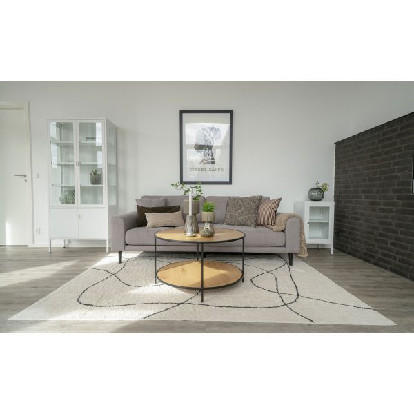 Vita Coffee Table - Round coffee table with black frame and oak look tops Ã˜80x45 cm - Afbeelding 2