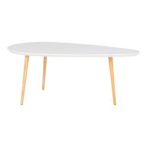 Vado Coffee Table - Coffee table, white with natural legs, 60x110x45 cm