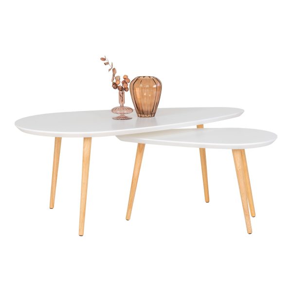 Vado Coffee Table - Coffee table, white with natural legs, 60x110x45 cm - Afbeelding 5